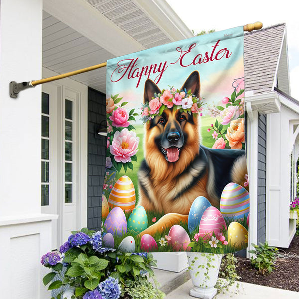 FLAGWIX  German Shepherd Dog Happy Easter Flag TQN2496Fv1