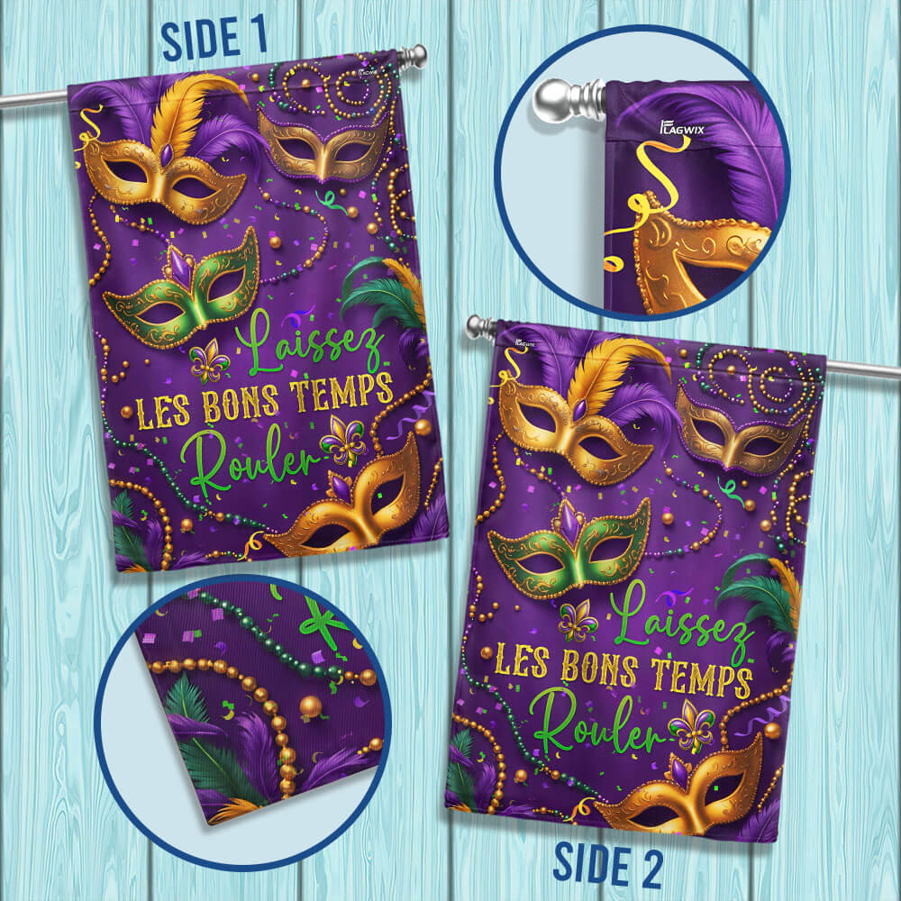 Mardi Gras Laissez Les Bons Temps Rouler Flag TQN4632F