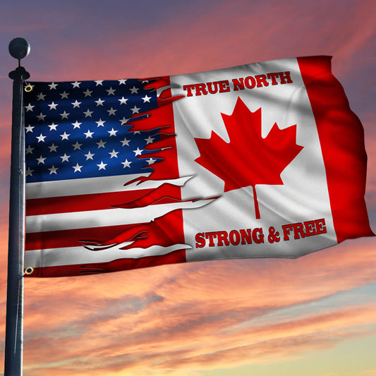 Canada And American Grommet Flag True North Strong &amp; Free MLH1913GFv3