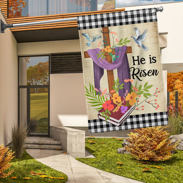 Easter Christian Cross Jesus Christ He Is Risen Flag MLN905F