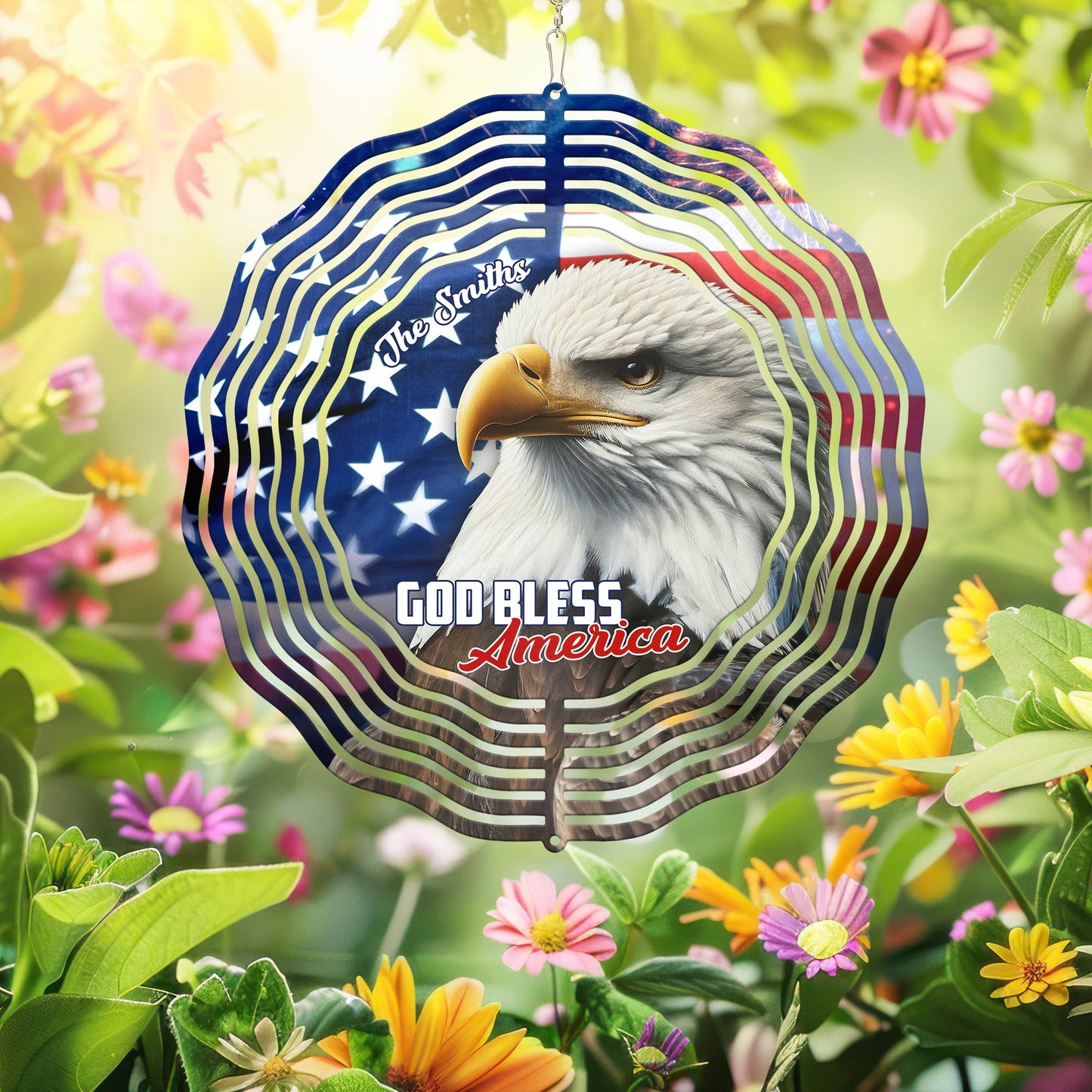 Personalized Patriot Eagle God Bless America Wind Spinner MLN5190PMN