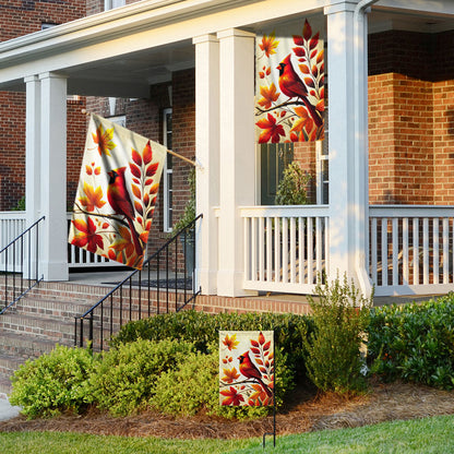 Cardinal Fall Autumn Leaves Flag MLN3564F