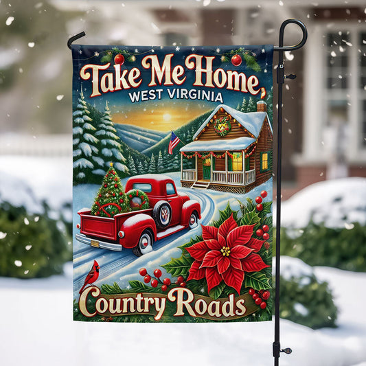 West Virginia Christmas Take Me Home Country Roads Flag MLN4246F