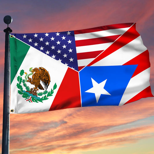 Mexican and Puerto Rican Flag – America, Mexico & Puerto Rico Together