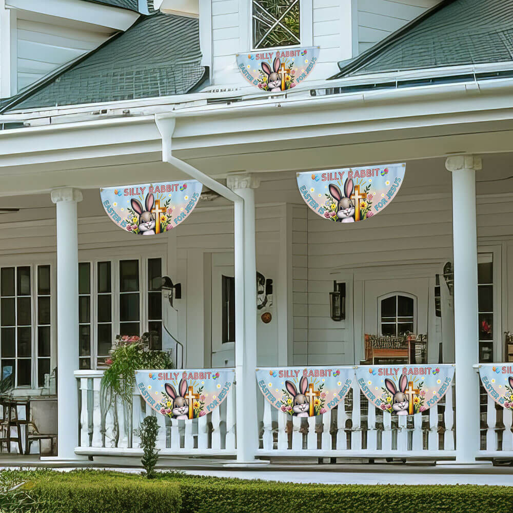 Bunny Easter Day Silly Rabbit Easter is for Jesus Non-Pleated Fan Flag MLN2629FL