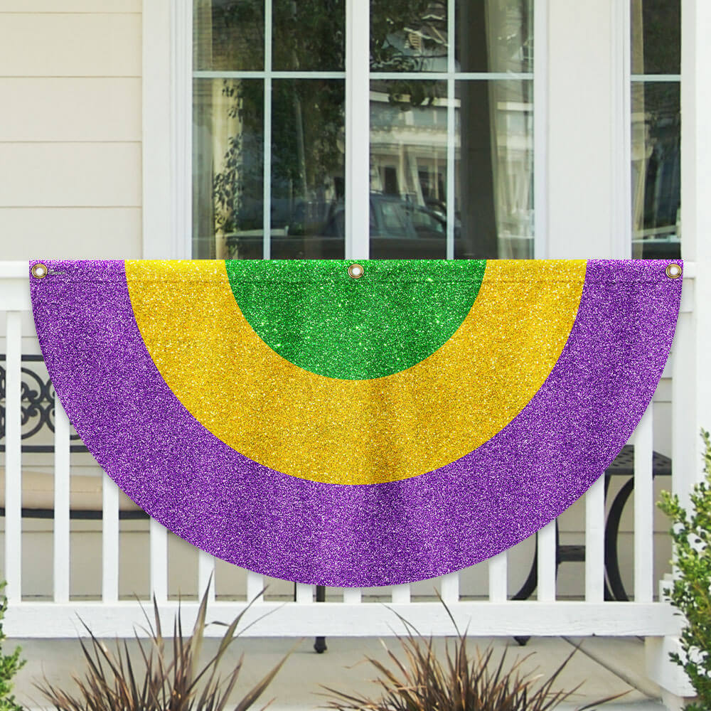 Mardi Gras Carnival Fat Tuesday Non-Pleated Fan Flag TQN4738FL