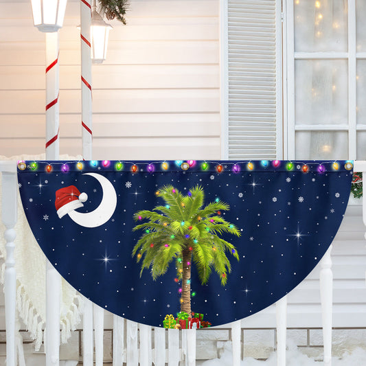 South Carolina Christmas Palm Tree Non-Pleated Fan Flag MLN4283FL 3-Day Shipping