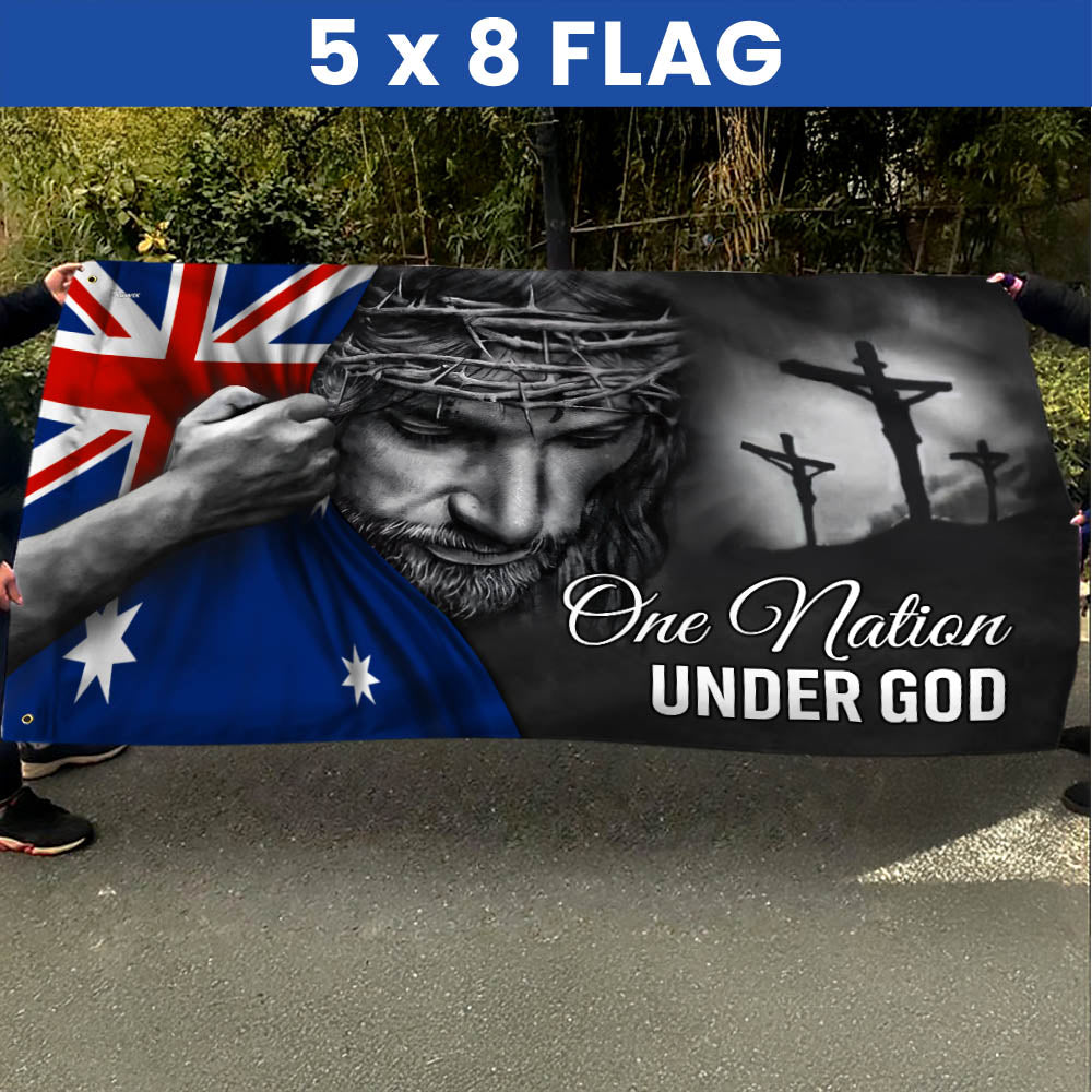 One Nation Under God Jesus Australian Flag - Patriotic Grommet Flag QTR1177TTH