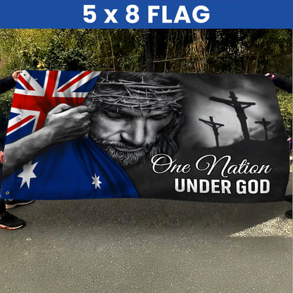 One Nation Under God Jesus Australian Flag - Patriotic Grommet Flag QTR1177TTH