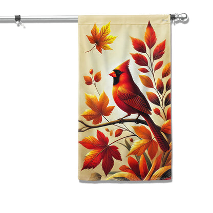 Cardinal Fall Autumn Leaves Flag MLN3564F