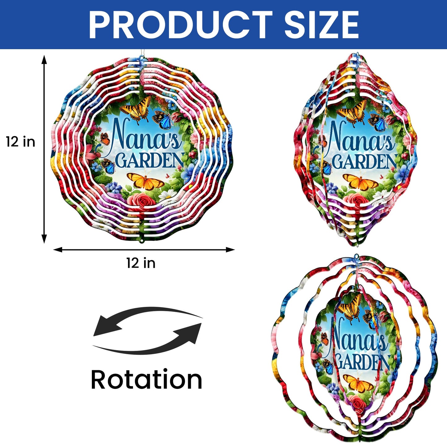 Nana's Garden Butterfly Flowers Wind Spinner MLN5034PMN