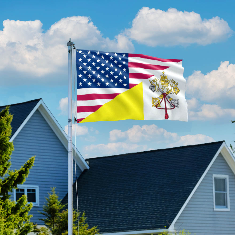 The USA Papal Flag Vatican City Flag Religious Flag United States Grommet Flag TPT2745NTH
