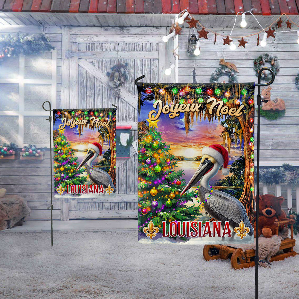 Cajun Christmas Pelican Flag - Louisiana 'Joyeux Noël' Holiday Décor MLN4248F - 3-Day Shipping