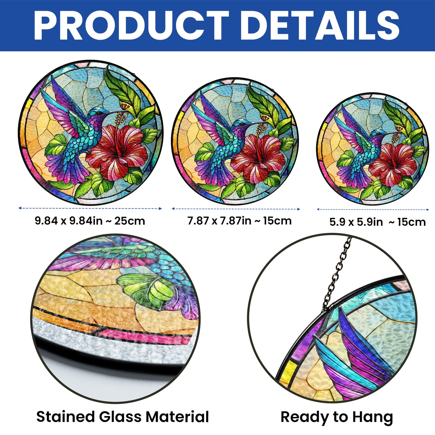 Hummingbird Stained Glass Suncatcher TQN5113NTH