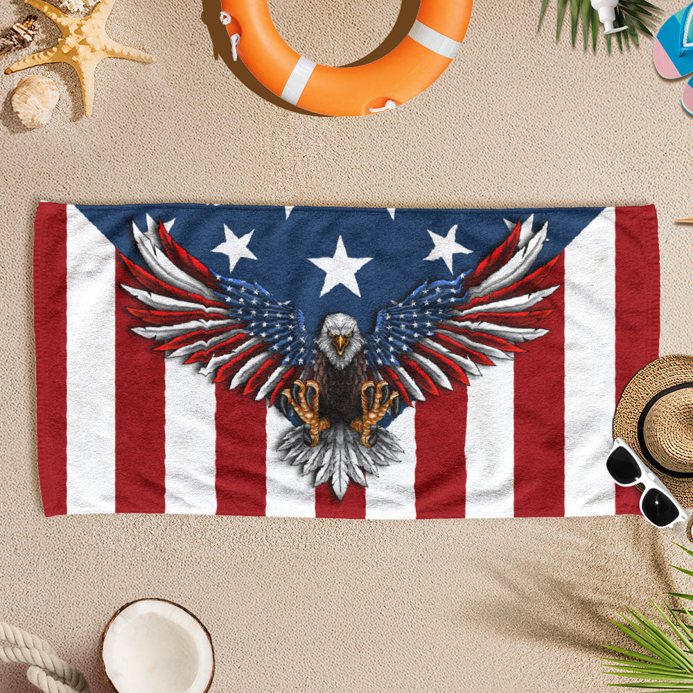 Patriotic American Eagle Happy Beach Towel TPT2765PS