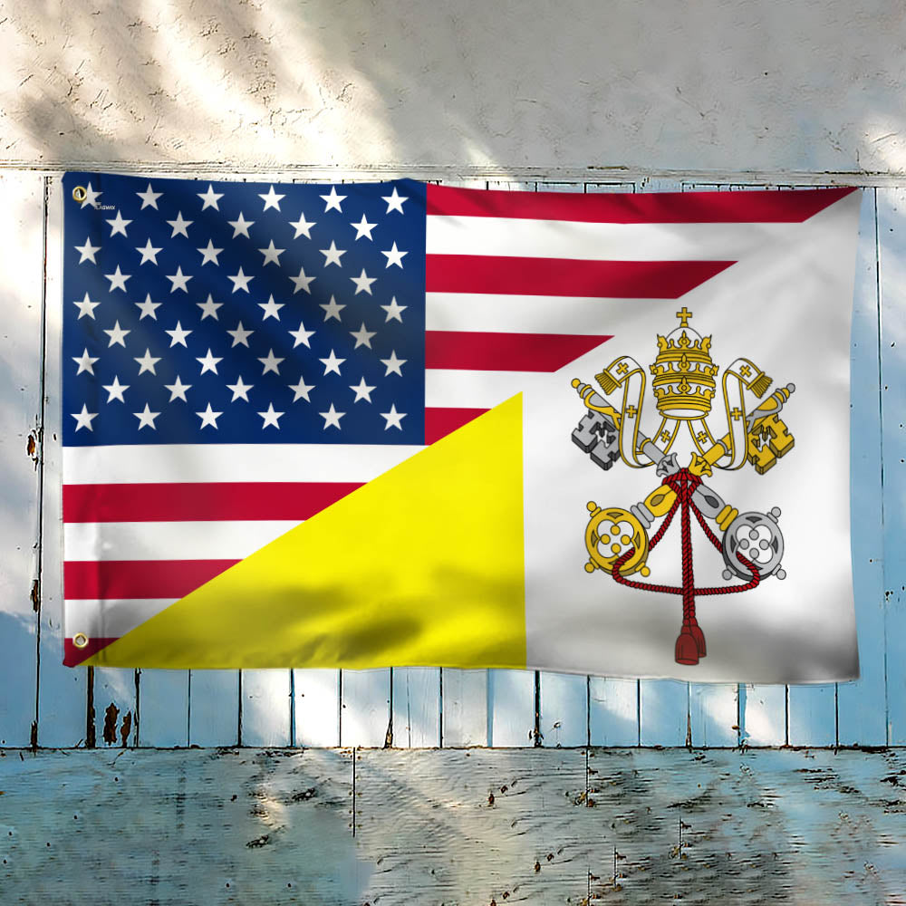 The USA Papal Flag Vatican City Flag Religious Flag United States Grommet Flag TPT2745NTH