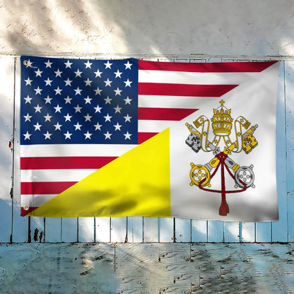 The USA Papal Flag Vatican City Flag Religious Flag United States Grommet Flag TPT2745NTH