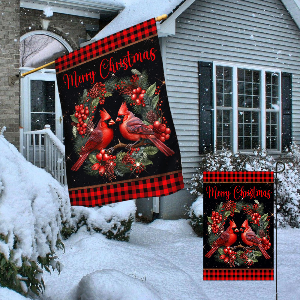 Cardinal Merry Christmas Flag TQN1811F