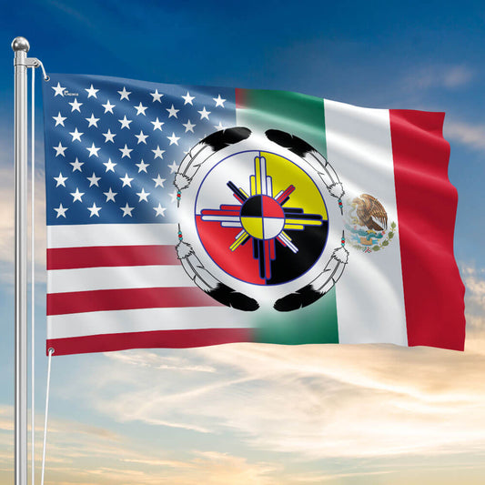 USA  Mexican Native American Wheel Grommet Flag TQN5311TNB