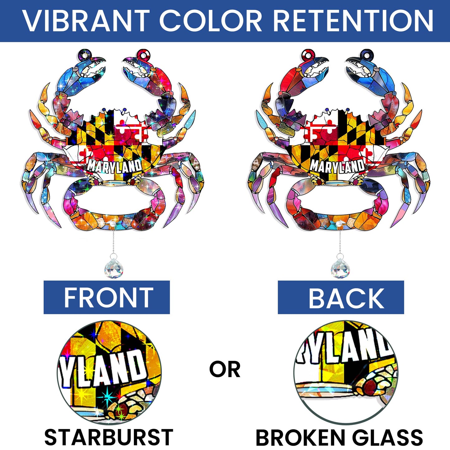 Maryland Crab Hologram Window Hanging MLN6059HVN