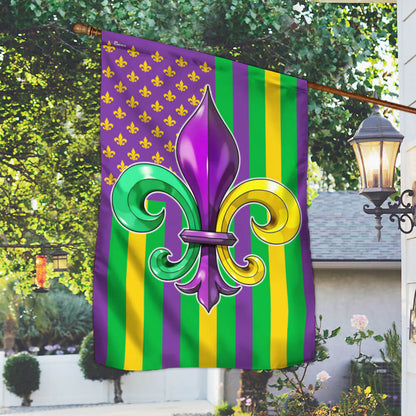 Mardi Gras Fleur De Lis American Flag TPT2633F