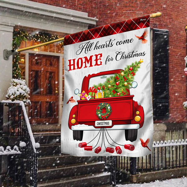 All Hearts Come Home For Christmas Red  Truck Flag TQN1933F