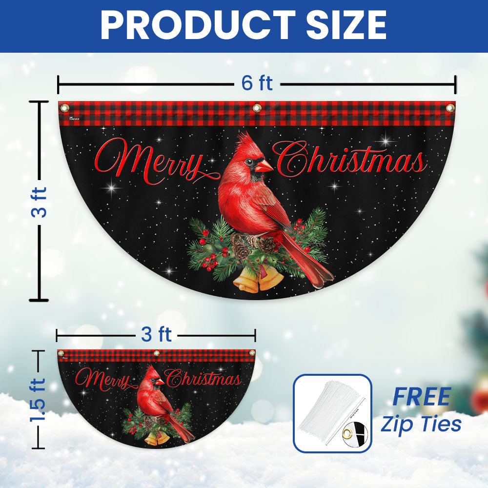 Cardinal Merry Christmas Fan Flag - Holiday Gift & Festive Home Décor, Non-Pleated TPT2322FL - 3-Day Shipping