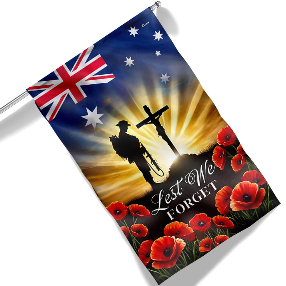 Anzac Day, Remembrance Day Australian Veteran Lest We Forget Flag MLN5173TNB