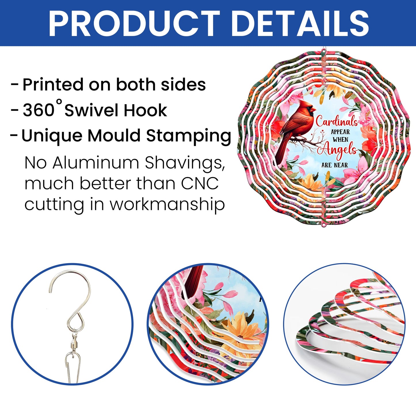 Memorial Red Cardinal Floral Wind Spinner VTM1056NTH