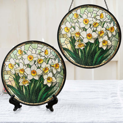 Personalized Birth Month Flowers Stained Glass Suncatcher TQN4882LTH