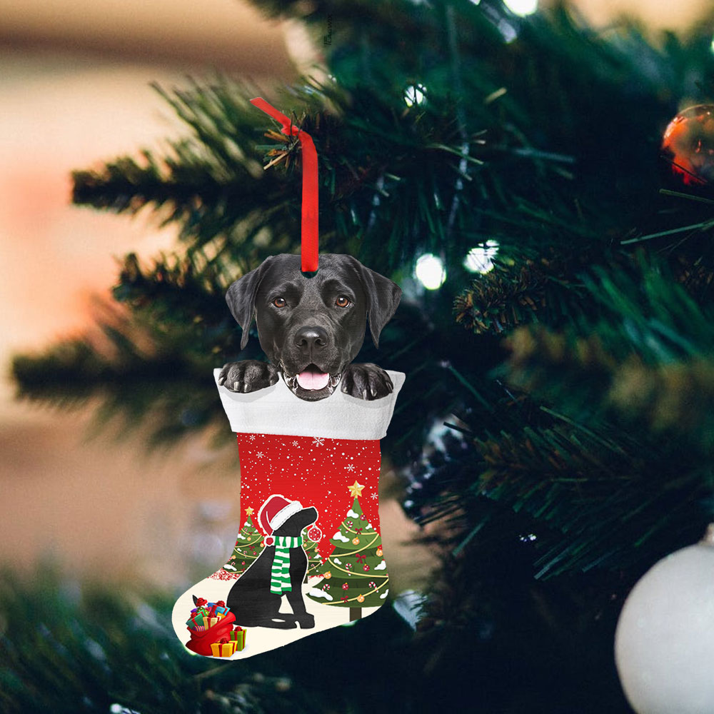 Black Labrador Retriever Christmas Ornament,  Lab In Stocking Ornament QNN605O