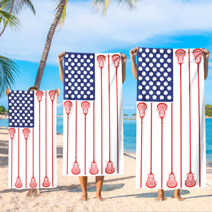 Lacrosse American USA Flag Beach Towel Player Sport Game TQN5566NTH