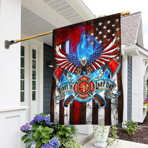 Firefighter. First In Last Out American Flag THH3661F