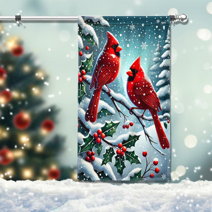 Cardinal Bird Christmas Flag TQN3797F