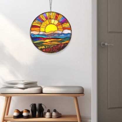 Sunset Sunrise Landscape Suncatcher Acrylic Window Hanging TQN4382AS