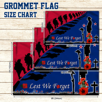 Anzac Day Remembrance Day New Zealand Lest We Forget Grommet Flag LHA1748GFv2