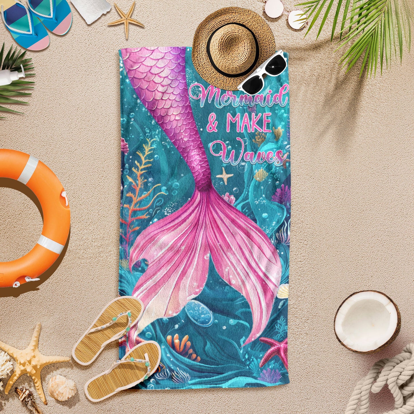 Be A Mermaid Make Waves Beach Towel LHB98NGT