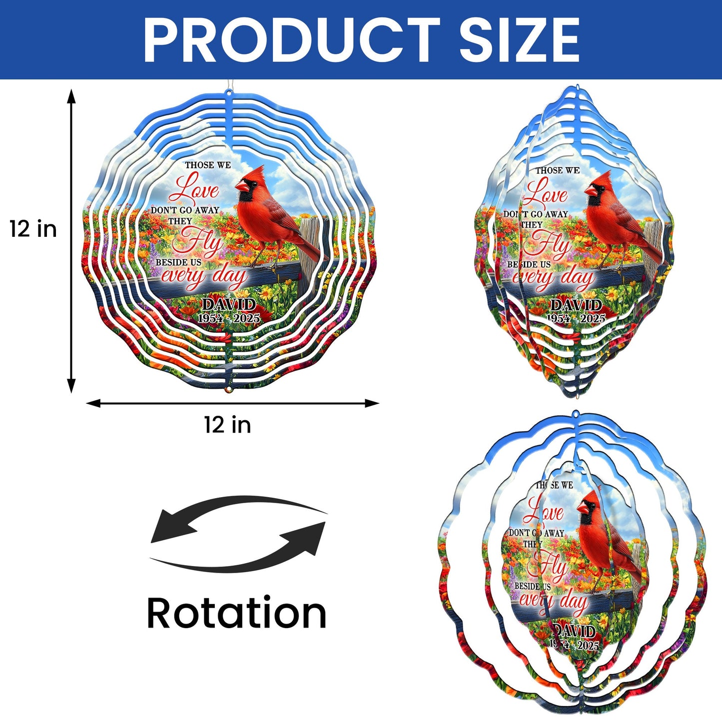 Personalized Memorial Red Cardinal Wind Spinner VTM1063HVN