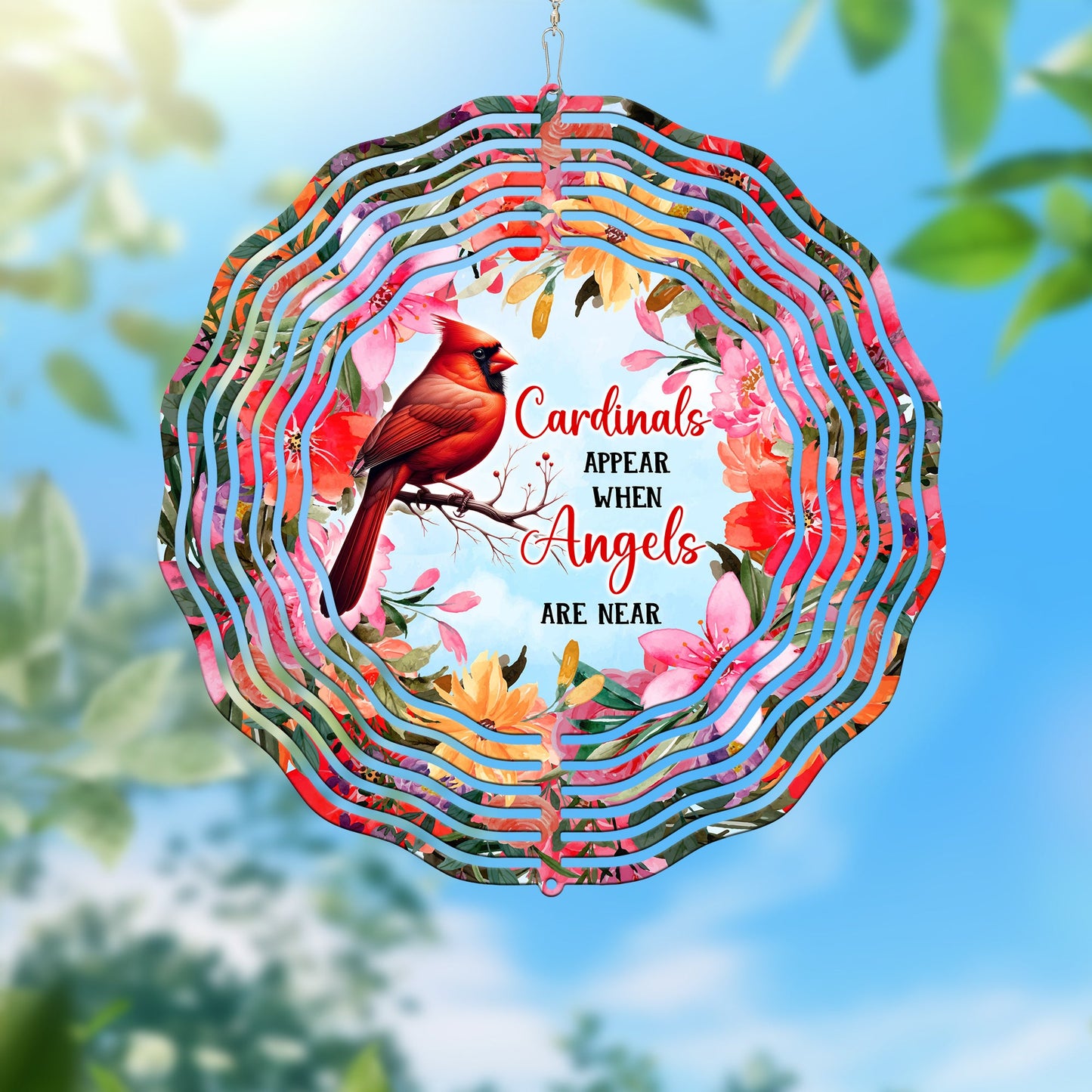 Memorial Red Cardinal Floral Wind Spinner VTM1056NTH