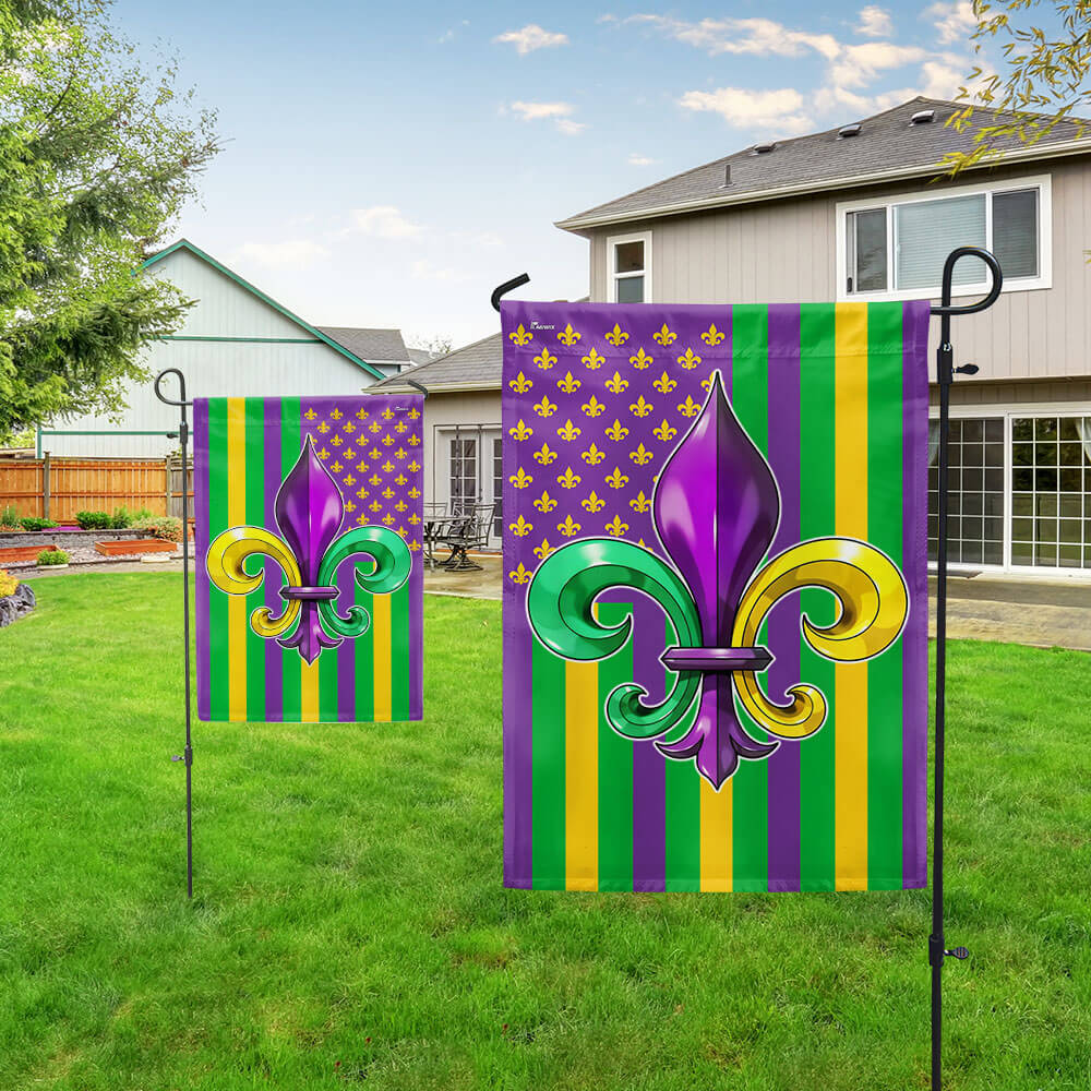 Mardi Gras Fleur De Lis American Flag TPT2633F