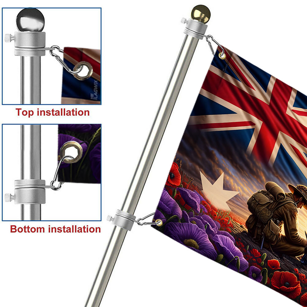 Anzac Day Australia They Also Served Animals In War Grommet Flag TQN2696GF