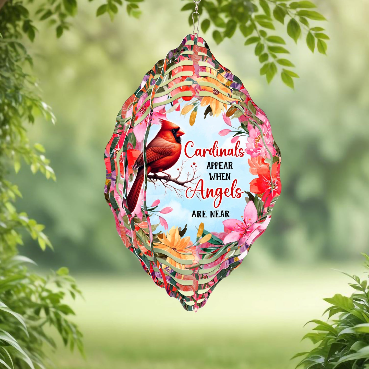 Memorial Red Cardinal Floral Wind Spinner VTM1056NTH