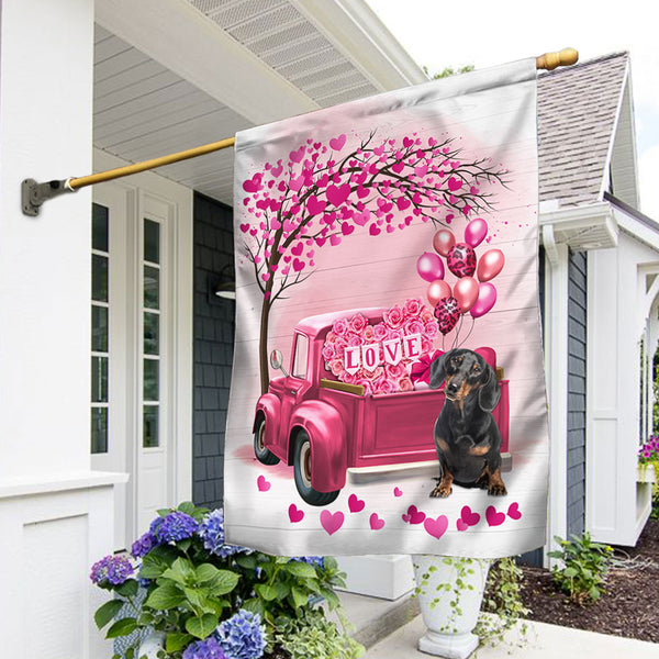 Dog Flag Valentine Dachshund Dog Flag QTR380Fv4