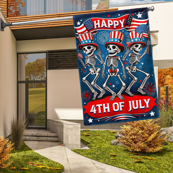 Flagwix American Flag - 4th Of july Skeleton Flag | Canvas American Flag for Garden