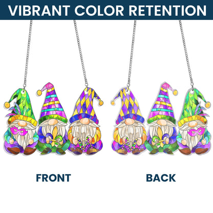 Mardi Gras Gnomes Suncatcher Acrylic Hanging Sign MLN4940AS