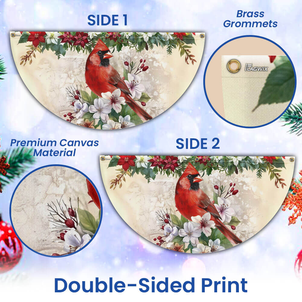 Cardinal Bird Winter Christmas Non-Pleated Fan Flag TQN3959FL