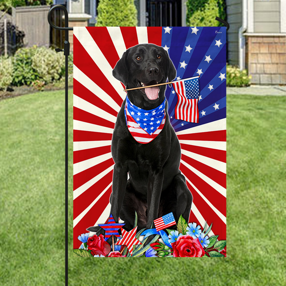 Black Labrador Retriever 4th Of july Independence Day Flag