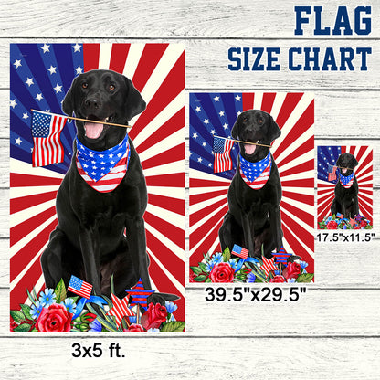 Black Labrador Retriever 4th Of july Independence Day Flag