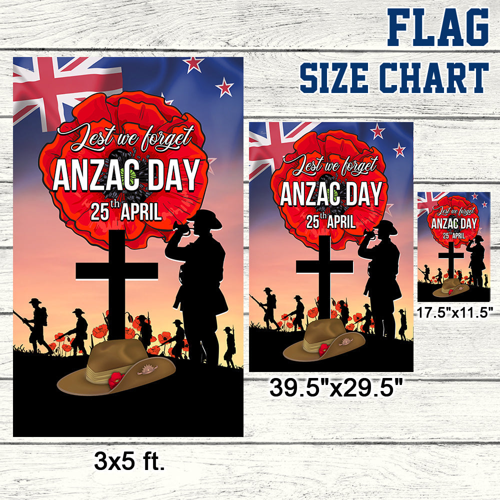 ANZAC Day Flag New Zealand Lest We Forget 25th April TQN1033F