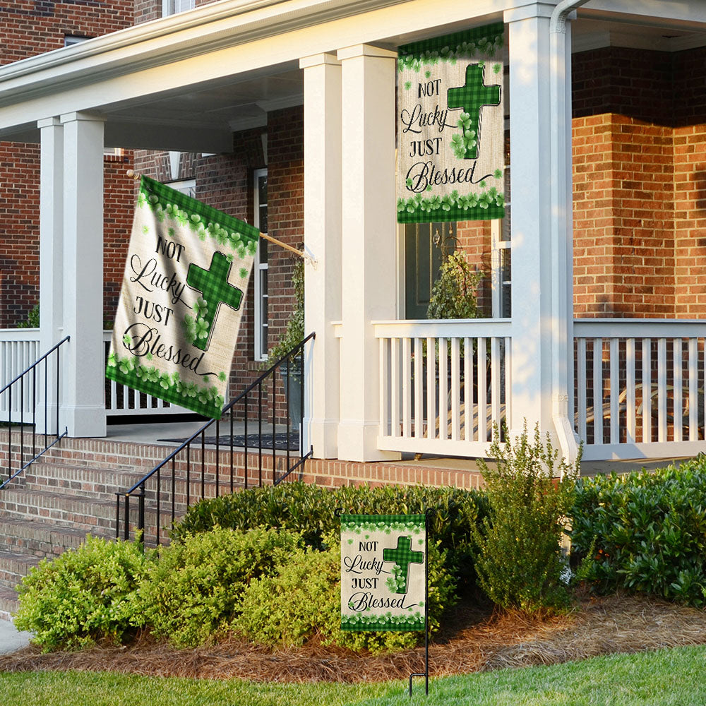 Not Lucky Just Blessed Irish Shamrock St. Patrick's Day Flag MLN5051F